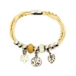 Pulsera Cuero Trenzado y Dijes J282