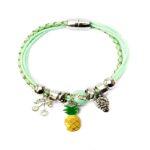 Pulsera Cuero Trenzado y Dijes J288