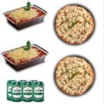 Dúo Pizzas Queso + Dúo Pastas Napoles + Cervezas