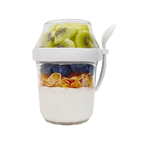 Taza de Yogur y Parfait con Cuchara y Tapa
