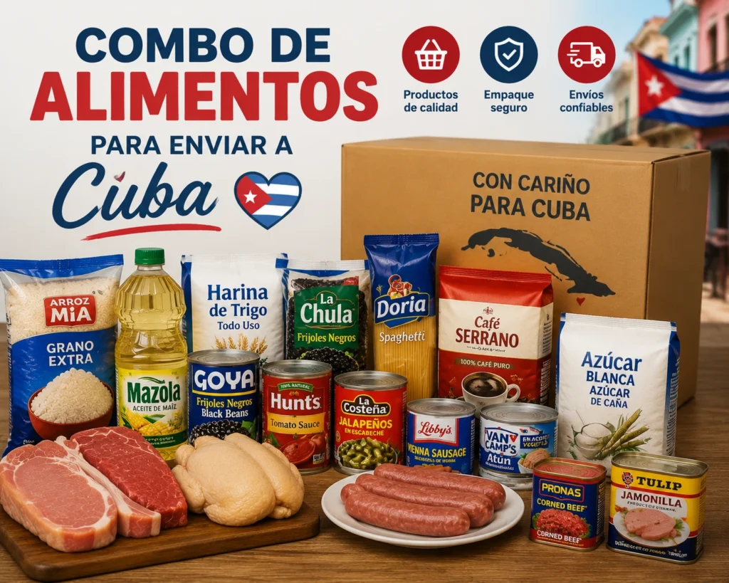 Combo de alimentos para enviar a Cuba