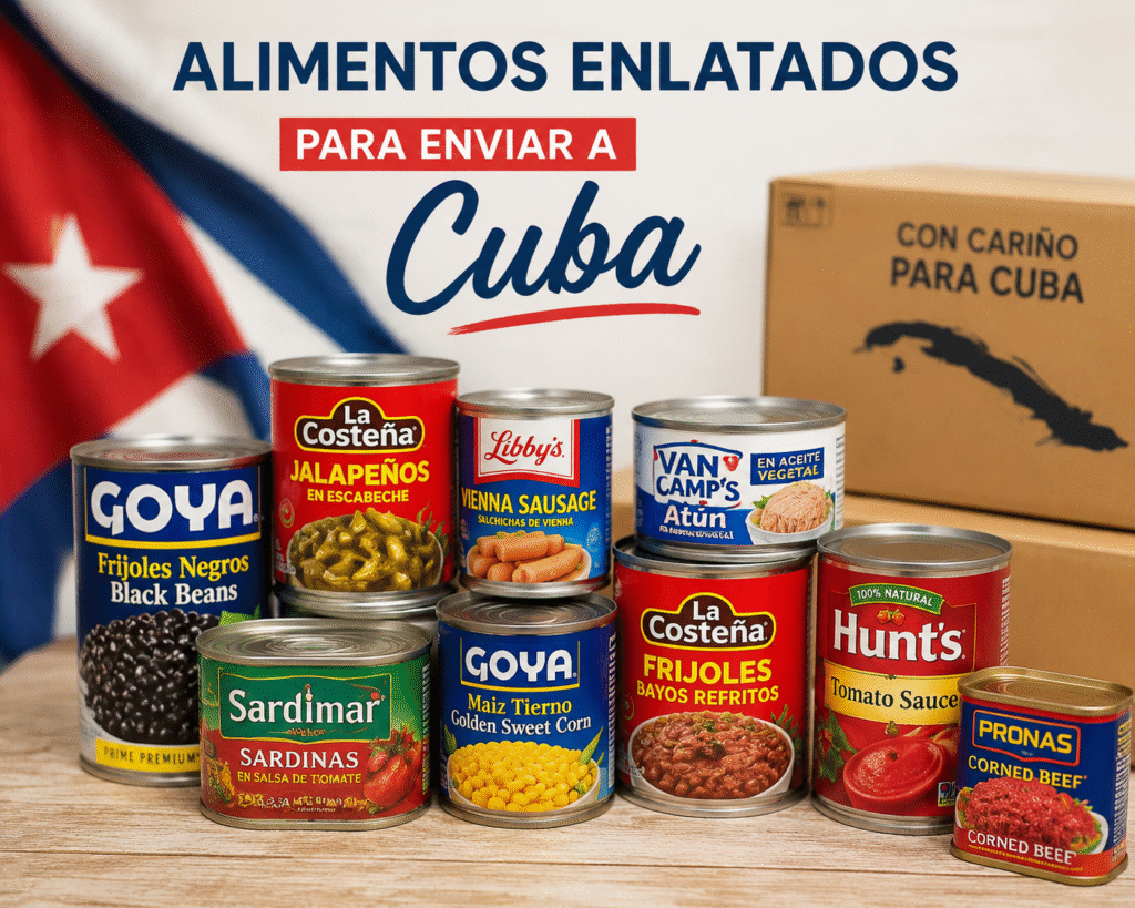 Alimentos enlatados para enviar a Cuba